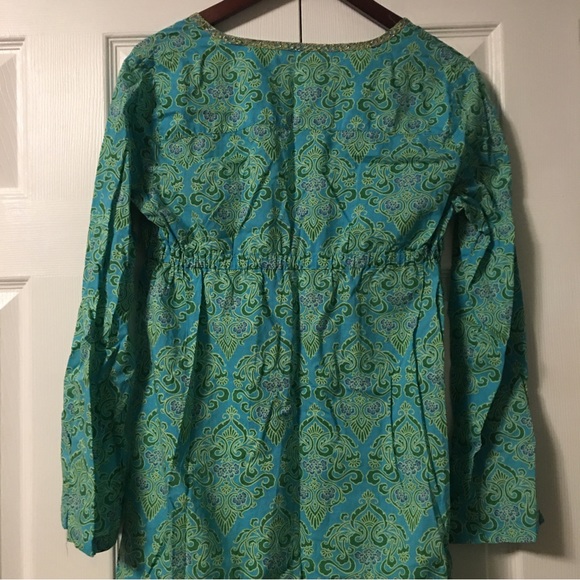 Victorias Secret Green and Gold Trim Paisley Caftan Tunic - Picture 6 of 10